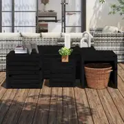 4 Piece Garden Box Set Black Solid Wood Pine