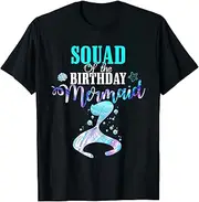 [X.Style] Squad of The Birthday Mermaid Matching Family Party ds1630 T-Shirt (S) Black