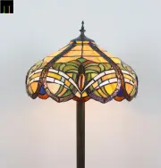 Free Postage JT Tiffany Stained Glass Baroque Style Large Shade Floor Lamp Home