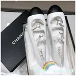 二手精品 CHANEL 香奈兒 23P 新款 白色 羊皮 雙排鑽扣 平底鞋 瑪麗珍鞋 芭蕾舞鞋 超美~