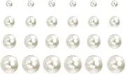 [yaozeio] 12Pairs Pearl Round Stud Earrings for Female Women Beige White Earrings Big Small Pearl Earrings Round Ball Pearl Earrings
