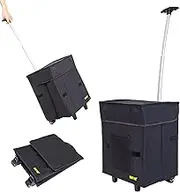 dbest products Smart Cart, Black Collapsible Rolling Utility Cart Basket Grocery Shopping Teacher Hobby Craft Art