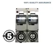 RCD Protected 2x 5 Pin 20 AMP Socket Outlet 3 Phase RCD Safety Switch Industrial