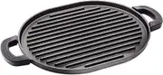Nuwave Cast Iron Grill, 12.42”x10.21” Non-Stick Grilling Surface, Deep Grill Ridges, Pre-Seasoned, Stay-Cool Silicone Handles, Easy-to-Clean, Oven Safe, Stovetop, BBQ, Fire & Smoker, Induction-Ready