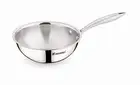 Bergner Argent-Mini Triply Stainless Steel Wok/Kadai 18cm Induction Bottom
