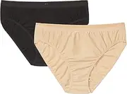 [ExOfficio] Women’s Give-N-Go Bikini Brief | Durable, Quick Drying, 2 Pack, Black/Nude, Medium