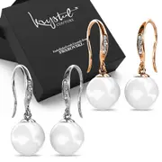 Boxed 2 Pairs Chivalry Pearl Drop Earrings Set Embellished with SWAROVSKI® crystal Pearls