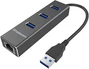 Simplecom CHN410 Aluminium 3 Port USB 3.0 HUB with Gigabit Ethernet Adapter 1000Mbps Black