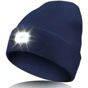 Unisex LED Beanie Hat with Light, USB Rechargeable Headlamp One Size Navy Blue