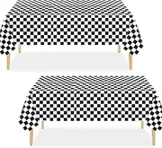 2pack Black and White Gingham Checkered Table Cloth Party,137*274cm Wipe Clean Checkered PVC TableCloth Plaid Tablecloth Rectangular Disposable Table Cover for Parties BBQ Picnic Birthday Wedding