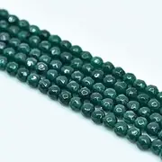 Asingeloo 3mm Faceted Natural Dark Green Agate Stone Beads for Jewelry Making Round Gemstone Beads Loose Spacer Beads 15" a Strand