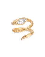 Ettika Marquise Cubic Zirconia Coiled Snake Ring in 18K Gold Plated
