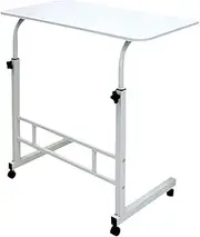TOMVAES Laptop Table, Small Stand Desk Desktop Computer Standing Study Desks Bed Side Tables Home Office Travel Studio Furniture Standing Laptop Rolling Desk (White)