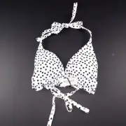 Ivory Rose ASOS Women's Fuller Bust Triangle Bikini Top Sz 34DD Black White Dot
