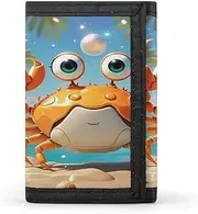 [QMKFWT] Summer Cartoon Crab Casual Wallet Credit Card Holder Premium Document Organizer Case for Men And Women