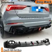 Fit for Audi Q3 S-Line 2021-22 Gloss Black Rear Bumper Diffuser Lip Exhaust Tip (for: Audi)