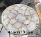 Natural Salt Quartz Stone Round Coffee Table Top, Sofa Table, Black Friday Sale