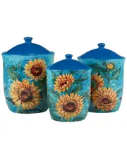 Certified International Golden Sunflowers Set of 3 Canisters