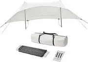 ＫＬＫＣＭＳ Camping Tarp with Storage Bag Gear with Ground Pegs Rain Tarp Awning Camping Canopy for Hiking Outdoor Activities Backpacking, Height 2.4m