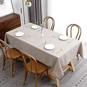 maxmill Lux Faux Linen Tablecloth with Slubby Yarn Textured Weaves Wrinkle Resistant Anti-Shrink Soft Table Cloth for Kitchen Dining Restaurant Tabletop Rectangle 60 x 120 Inch Natural