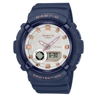 CASIO 卡西歐 BABY-G 多層次 珍珠光 金屬時標雙顯錶-深藍色 BGA-280BA-2A 防水100米