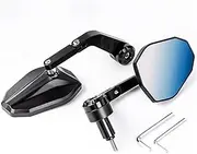KIADZIE Aluminum Alloy 7/8'' 22MM Bar End Mirror Motorcycle Rearview Mirror Universal For Triumph Honda CBR Suzuki VOGE 525DSX 300AC(Black-foldable)