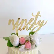 Acrylic Gold 'ninety nine' Birthday Cake Topper Cake Decorating Kit Supplies