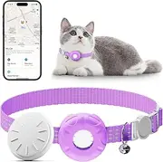 Cat Tracker,Mini GPS Tracker for Cats,No Monthly Fee Smart Pet Activity Tracker,Compatible with Apple Find My(iOS Only),Anti-Lost Finder Tag for Vehicles,Pets,Kids,Items(Purple)