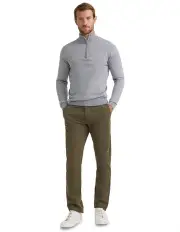 [Oxford] Merino Zip Neck Pure Wool Pullover in Grey
