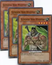 3 X YU-GI-OH ELEMENTAL HERO WILDHEART 1ST ED COMMON MINT DP03-EN003