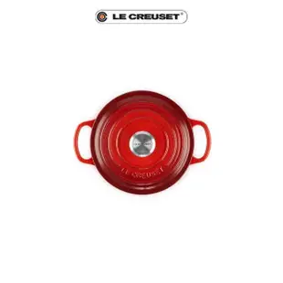 【Le Creuset】典藏琺瑯鑄鐵鍋圓鍋 18cm(櫻桃紅-鋼頭)