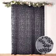 8ft x 8ft BLACK Tulle Backdrop CURTAIN Drape Panel Embroidered Sequins Event