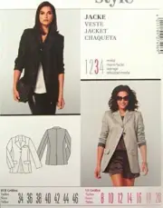 Burda sewing pattern 7496 Misses Modern Jacket Size 8-20 E 34-46