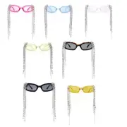 Y2k Sunglasses Rhinestones Tassel Sunglasses Tassel Chain Photo Sunglasses