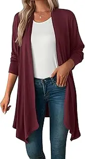 [Aivtalk] Women Cardigan Solid Basic Sweater Long Sleeve Open Front Shrugs Lightweight and Breathable