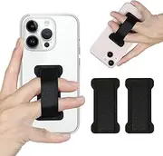 WUOJI - Finger Strap Phone Holder - Ultra Thin Anti-Slip Universal Cell Phone Grips Band Holder for Back of Phone -2Pack(Black)