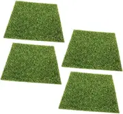 Mipcase 1set Lifelike Simulated Grass Mat for DIY Micro Landscape Realistic Artificial Turf for Festival Decoration Grass Rug 4pcs