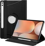 [FINTIE] Rotating Case for Samsung Galaxy Tab S9 FE+ Plus/Galaxy Tab S9+ Plus 12.4 Inch 2023 with S Pen Holder, 360 Degree Swiveling Stand Cover Auto Sleep/Wake, Black