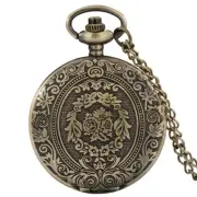 Charm Carve Designs Case Pocket Watch with Chain Quartz Movement for Women Men