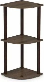 Furinno Turn-N-Tube 3-Tier Corner Display Round Tube, Walnut/Brown