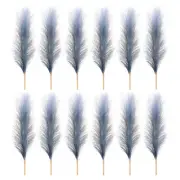 12 Pcs 17 Inch Faux Pampas Grass Artificial Boho Decor Gradient Gray
