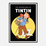 Galrie The Adventures of Tintin Classic Comic Art Print Nostalgic Decor Piece, Black Frame, 50 x 70cm (20 x 28inch)