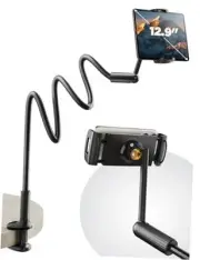 Gooseneck Tablet Holder for Bed, One-Hand Adjustable, 47" Length, Upgraded