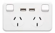 TESLA PT9822 Double Outlet PowerPoint with Dual USB Charger White