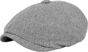 [XYIYI] Men's Classic 8 Panel Wool Blend Flat Newsboy Cap Herringbone Tweed Hat Gatsby Cabbie Cap