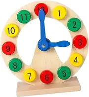 COMNESTBI 1Pc Wooden Number Clock for Educational Cognitive Learning Tool Safe and Design for Shape Recognition for Interactive Play