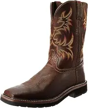 [Justin Original Work] Boots Men's Driller Pull-On Square Toe Work Boot, Rugged Tan, 10 Wide