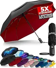 [TUMELLA] Strongest Windproof Travel Umbrella (Compact, Superior & Beautiful), Small Strong but Light Portable and Automatic Folding Rain Umbrella, Durable Premium Grip, Fits Car & Backpack
