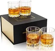 KANARS Crystal Whiskey Glasses, Set of 4 Premium Rocks Glasses in Elegant Gift Box, 10 Oz Old Fashioned Glass Tumblers for Bourbon, Scotch Whisky, Cocktails, Cognac, Liquor Drinking