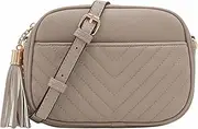 [FashionPuzzle] Chevron Quilted Crossbody Camera Bag with Chain Strap and Tassel
